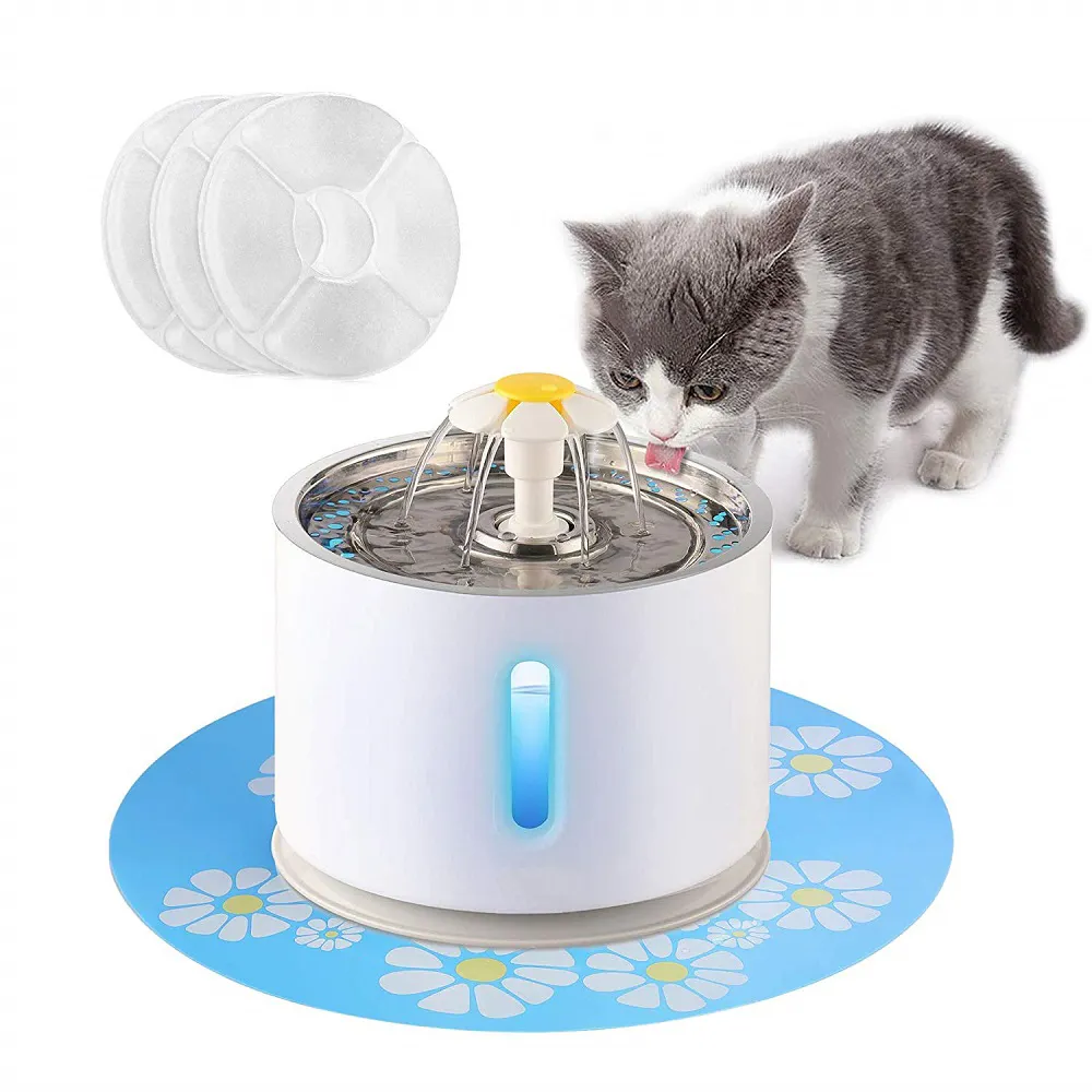 Cat Fountain LED Pet Water Fountain Ultra Quiet Automatic Pet Water Dispenser Parts with Adjustable Water Flow and Carbon Filter