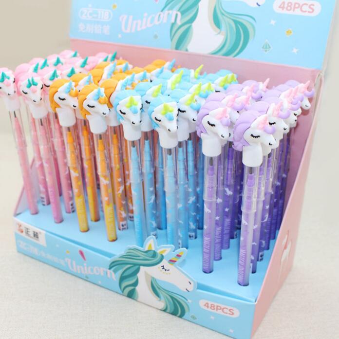 Cute Animal Unicorn Cartoon Push Point Pencil