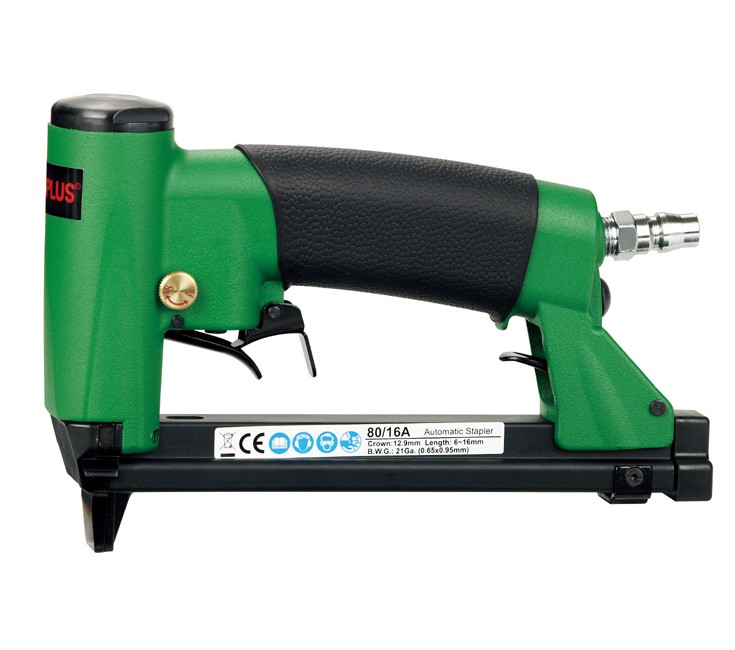APLUS 1013JA, AUTOMATIC AIR STAPLE GUN REAR EXHAUST DOUBLE TRIGGER BOTTOM LOADING 10J TYPE