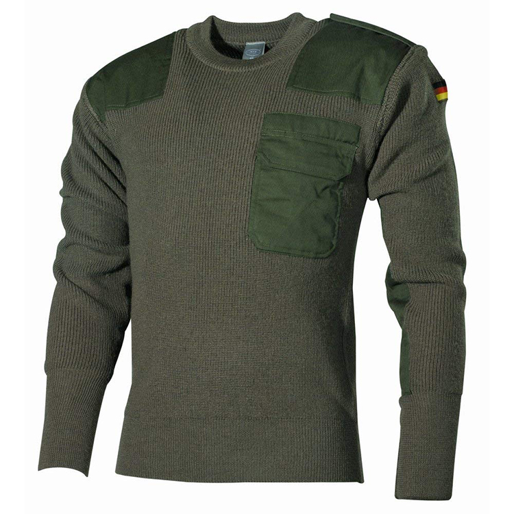 OEM/ODM acrylic commando ribbed jumper workwear security mens police military pullover army uniform sweater with patch epaulets