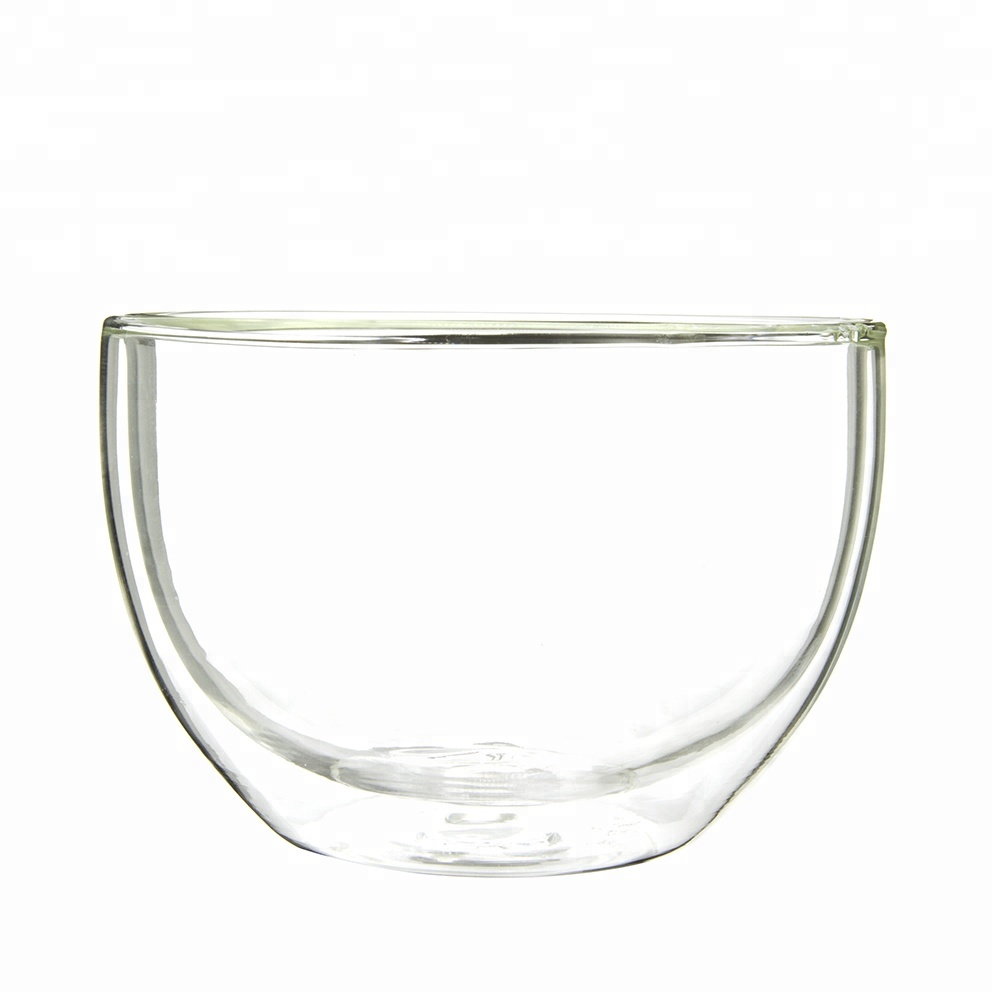 Large Double Wall Glass Matcha Tea Chawan Also Bowl for Salad Soup