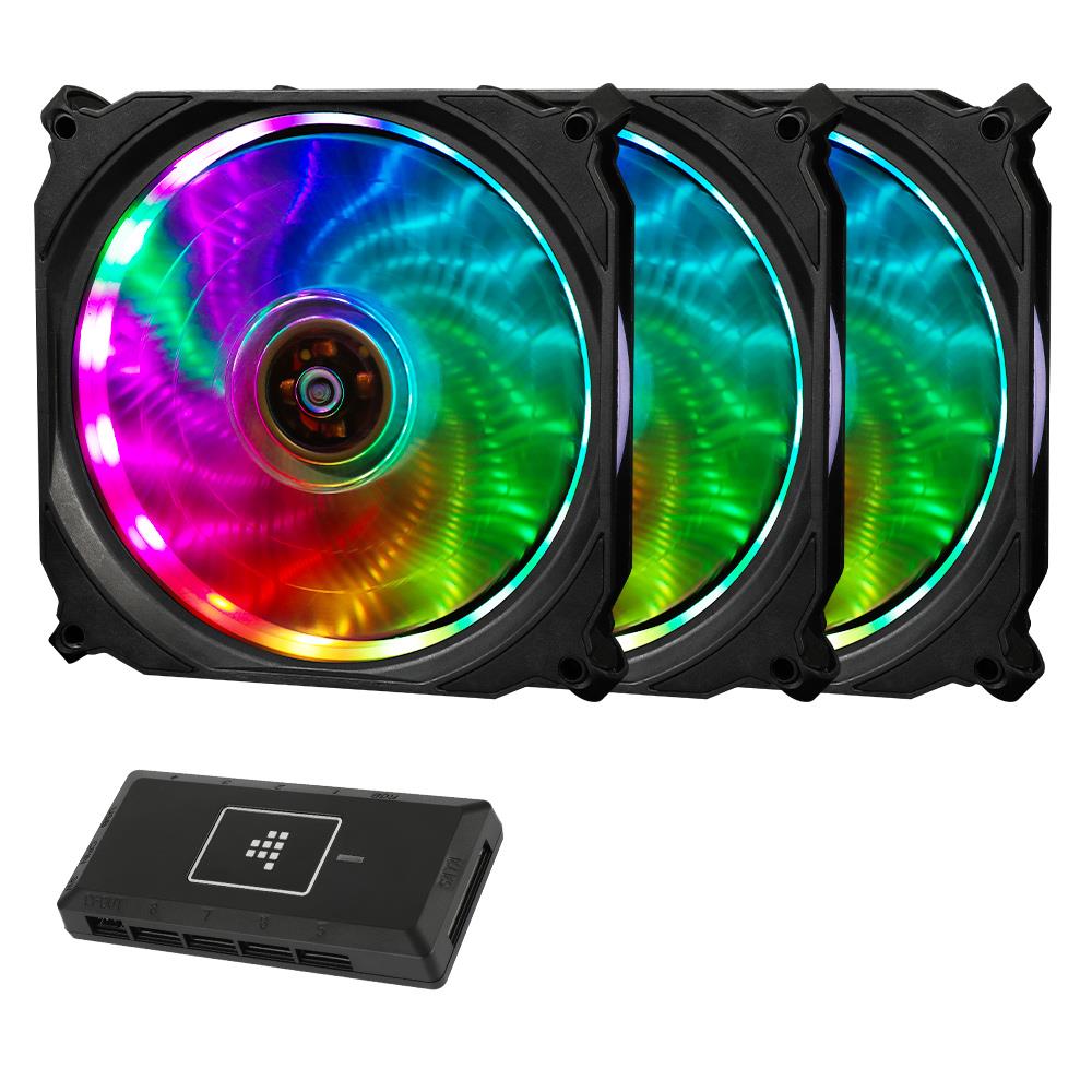 [3 шт] Tronsmart TF12 RGB 120 мм PWM охлаждающий вентилятор с контроллером