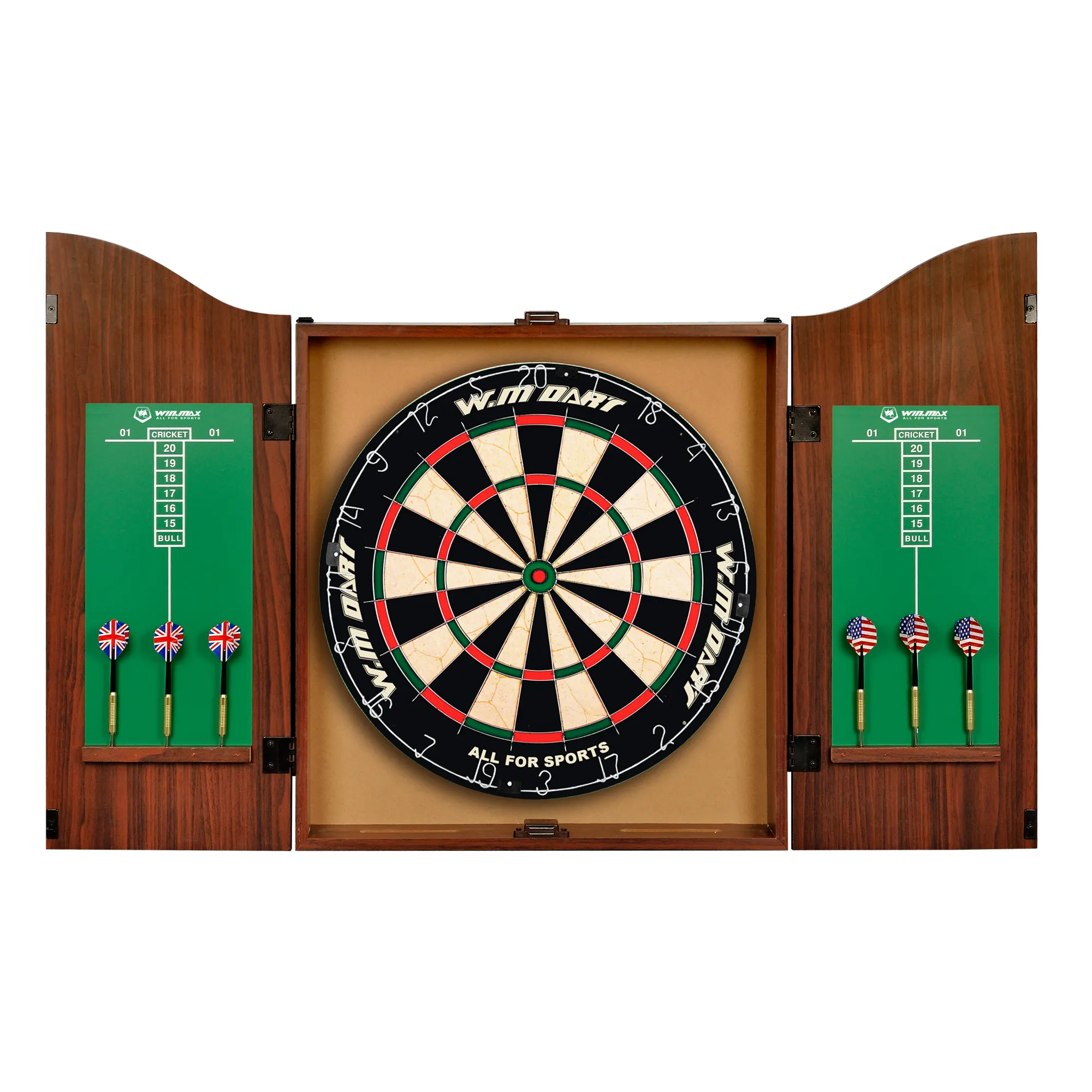 18" MDF round wire sisal dartboard cabinet dartboard set
