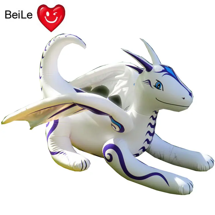 Custom inflatable cartoon model inflatable white dragon with wings for advertising
