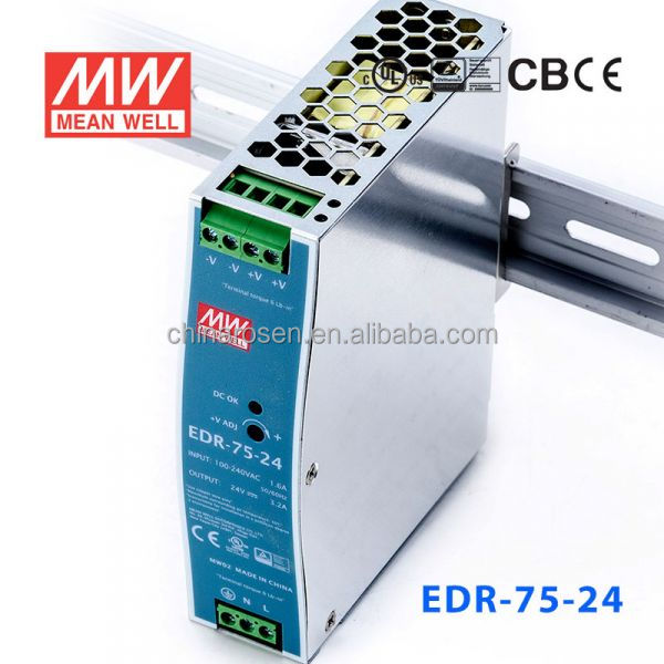 Оригинальный Meanwell EDR-75-24 75W 24V/3.2A AC-DC экономичный и тонкий din-рейку переключатель блока питания
