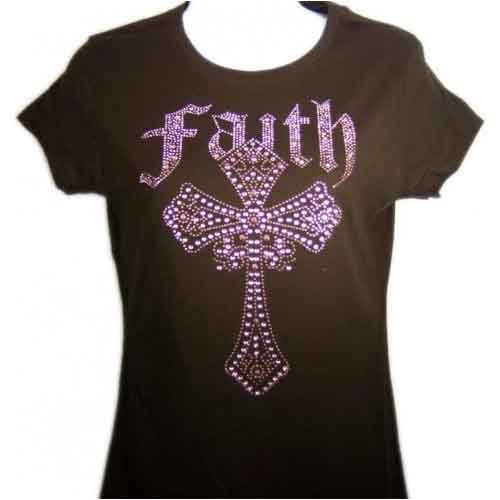 Модная футболка со стразами Faith cross