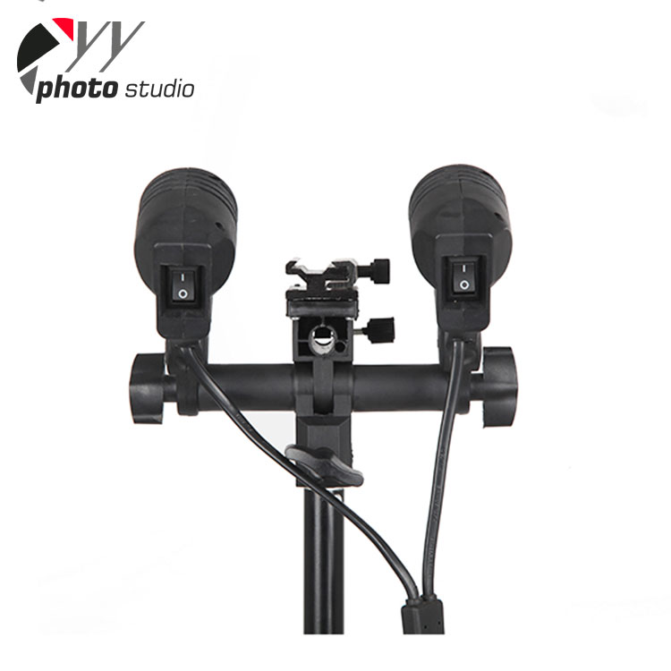YL104 Photographic Equipment E27 Double Lamp Switched Lamp Holder With Hot Shoe Bracket