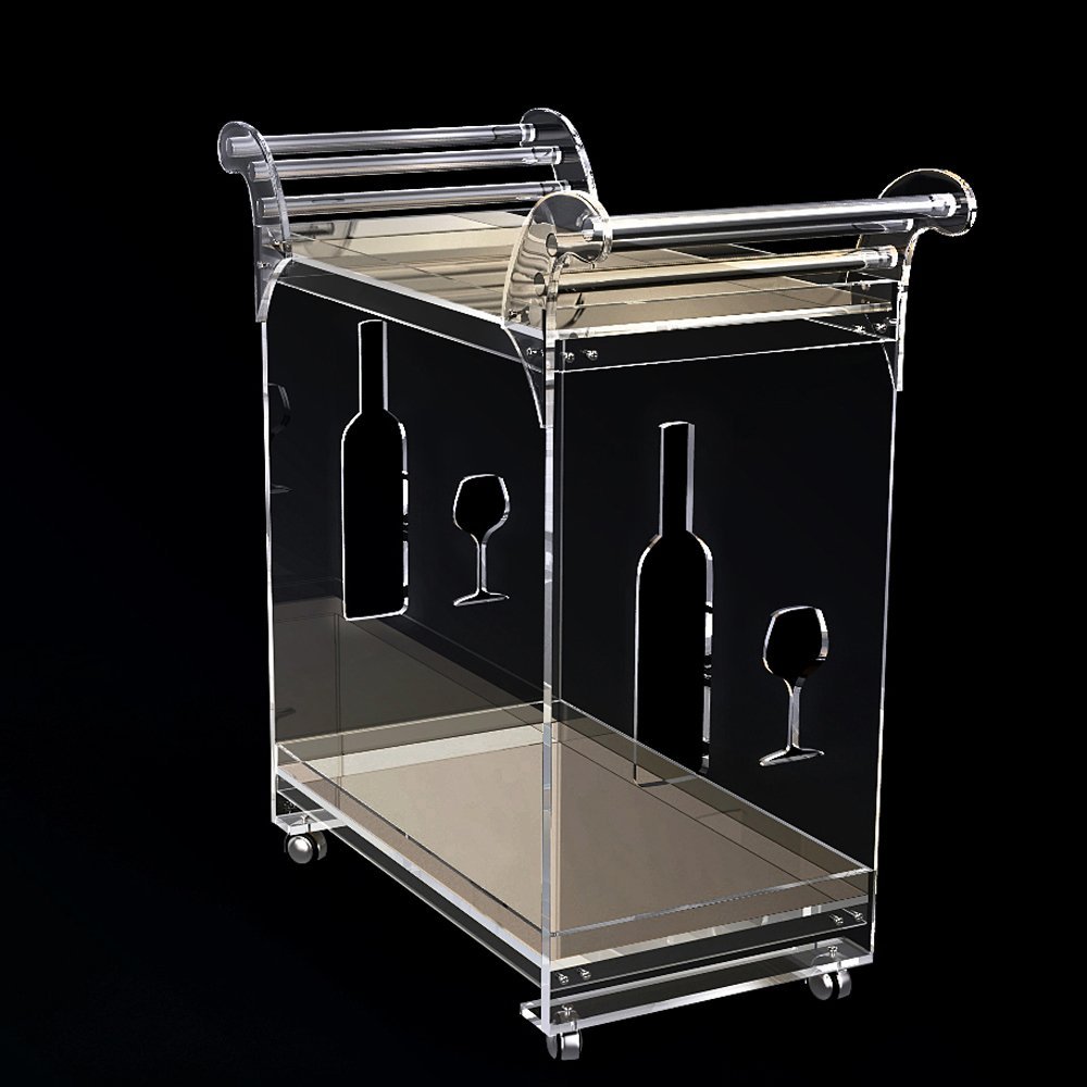 Зеркальные акриловые Lucite Барные тележки на колесах прокатки тележки из оргстекла с зеркальными лотками