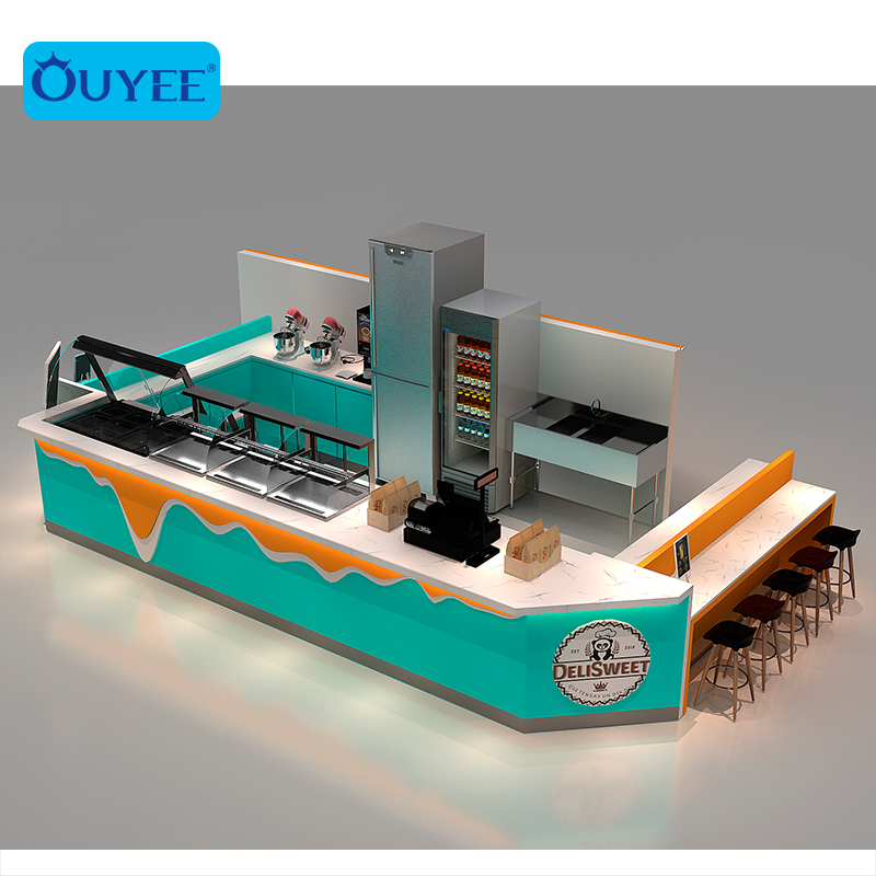 Modern Ice Cream Kiosk Design Decoration Bubble Tea Counter Furniture Coffee Shop Counter Display Coffee Kiosk