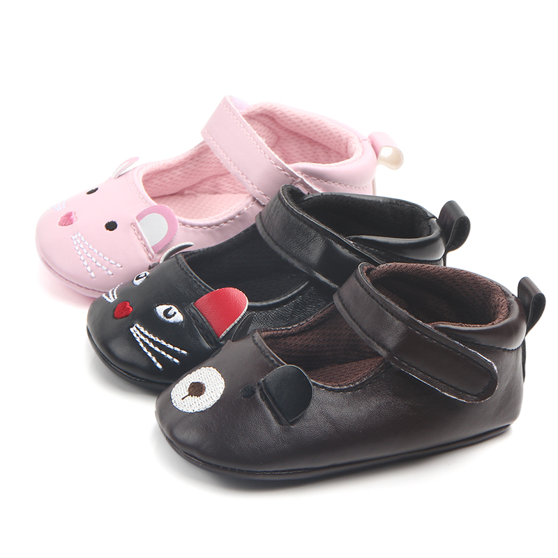 Hot selling cat design leather baby shoes