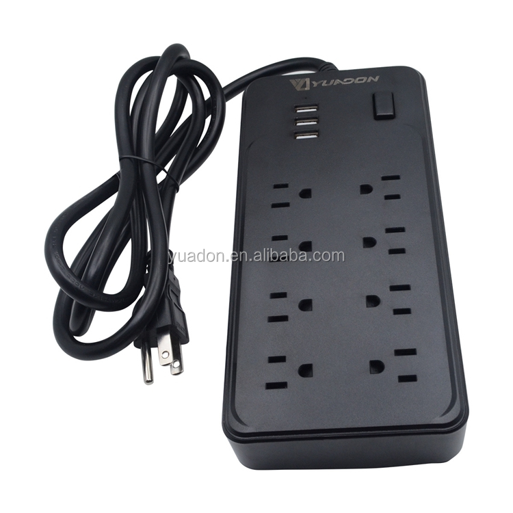 Золотой поставщик, 3 USB-порта для зарядки, 8 клавиш/способ, электрическая розетка переменного тока, США удлинительная розетка