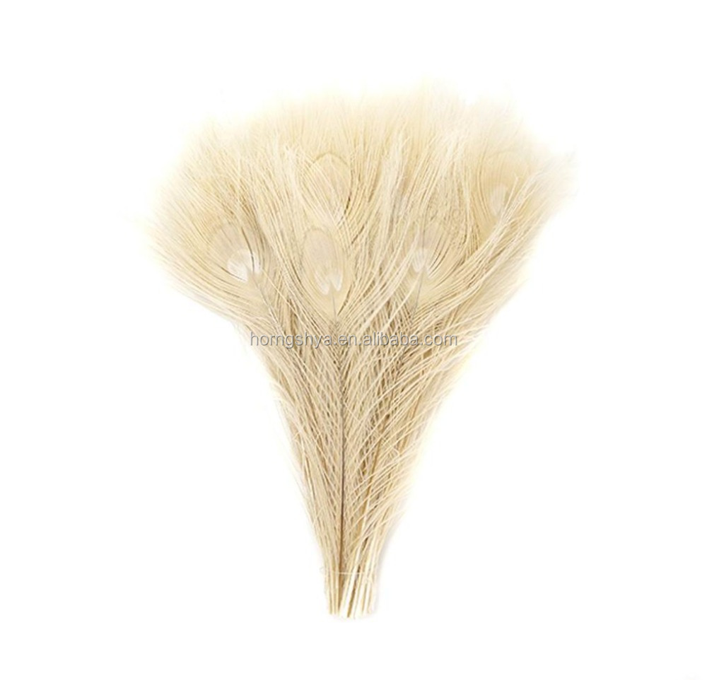 Wholesale blenched and custom colorful dyed peacock feather for decoration