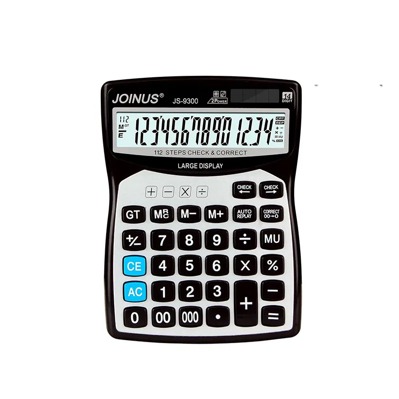 Wholesale Joinus Cheap Customized Gift School Stationery 112 Step Check Correct Dual Power 14 Digits Solar Electronic Calculator