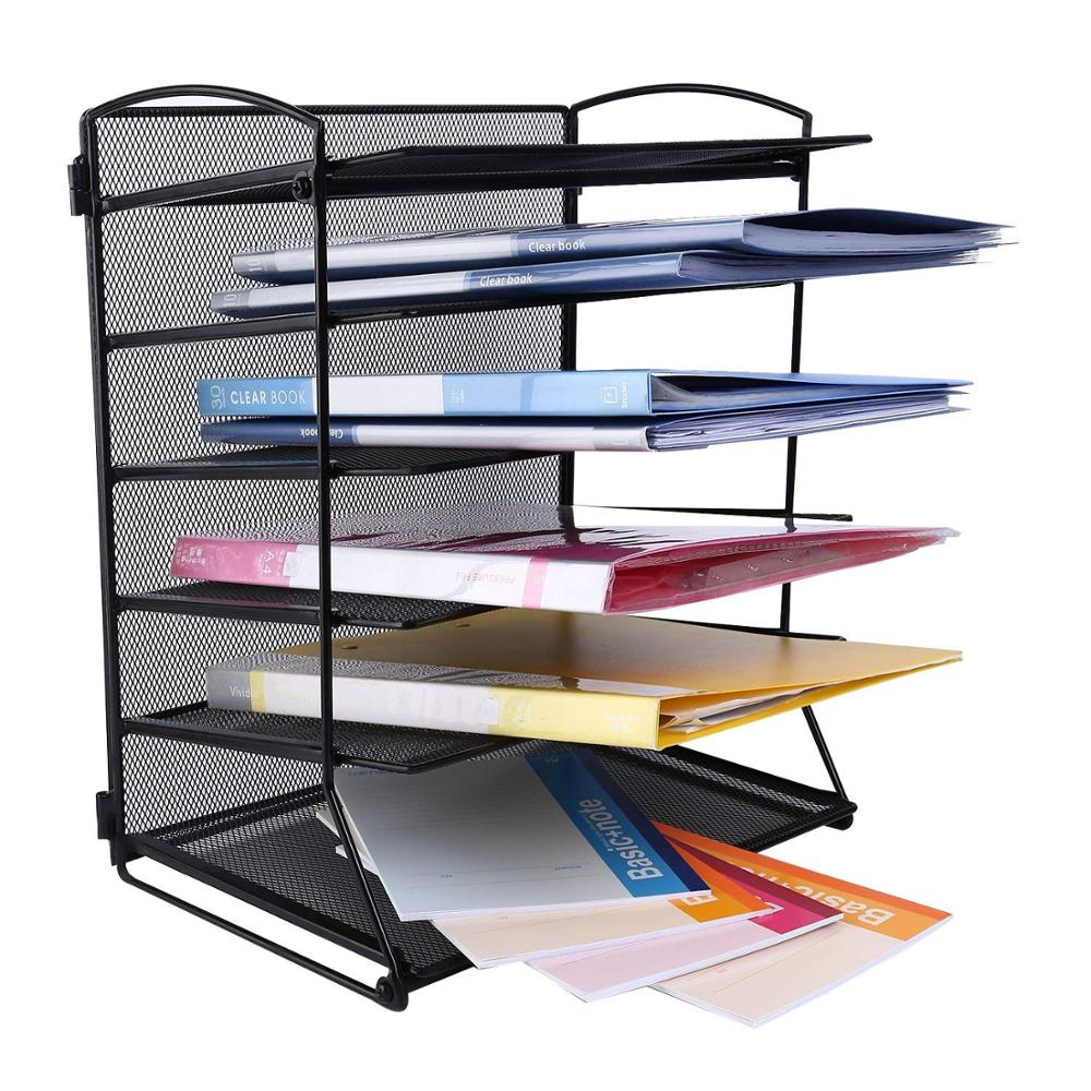 School Home Multipurpose Black Metal Wire Office Document File Storage Mesh Pen Holder Desk Organizer for Letter Holder