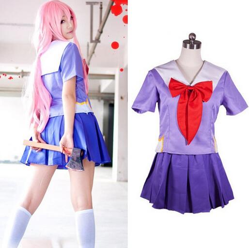 Ходовой дневник будущего Gasai Yuno Mirai Nikki школьная форма косплей костюм с париком