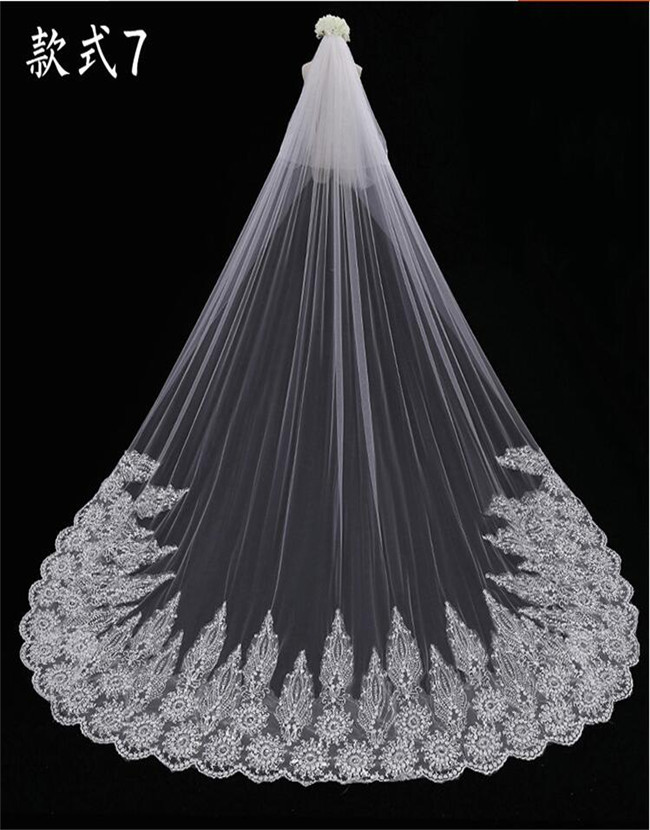 High Quality Latest Custom Made Two- Layer Organza Ribbon Bridal Short Wedding Veil