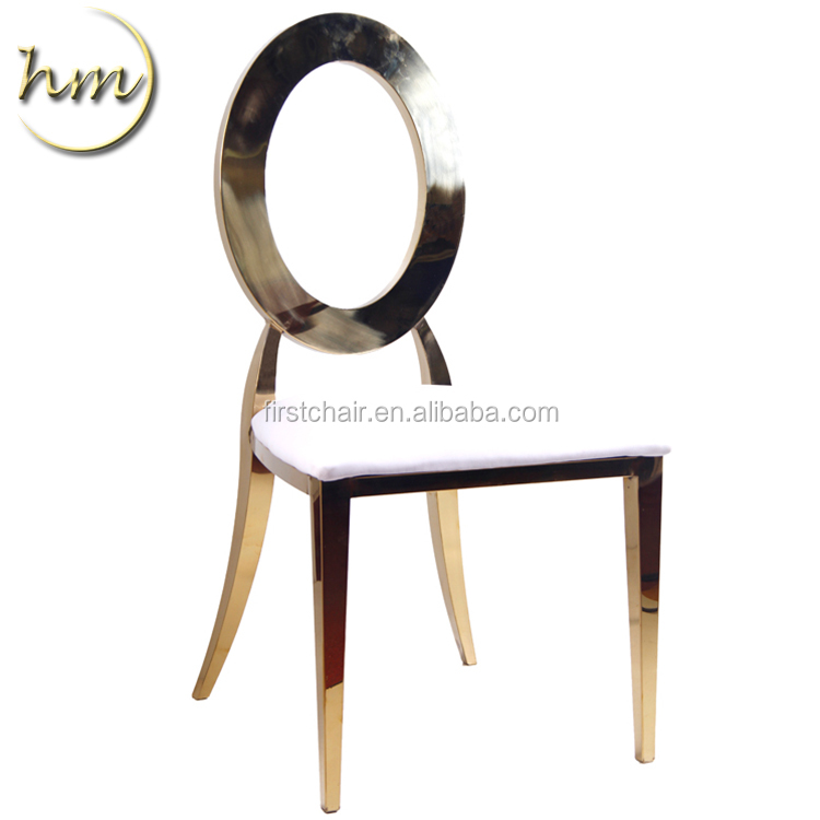 Gold luxury events wedding party round back stainless steel chair