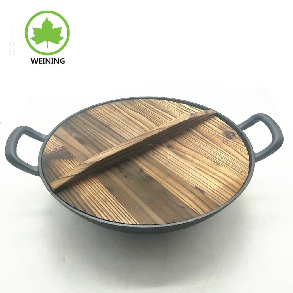 Traditional chinese cast iron wok black pre-seasoned Cast Iron Wok For Kitchen Cookware