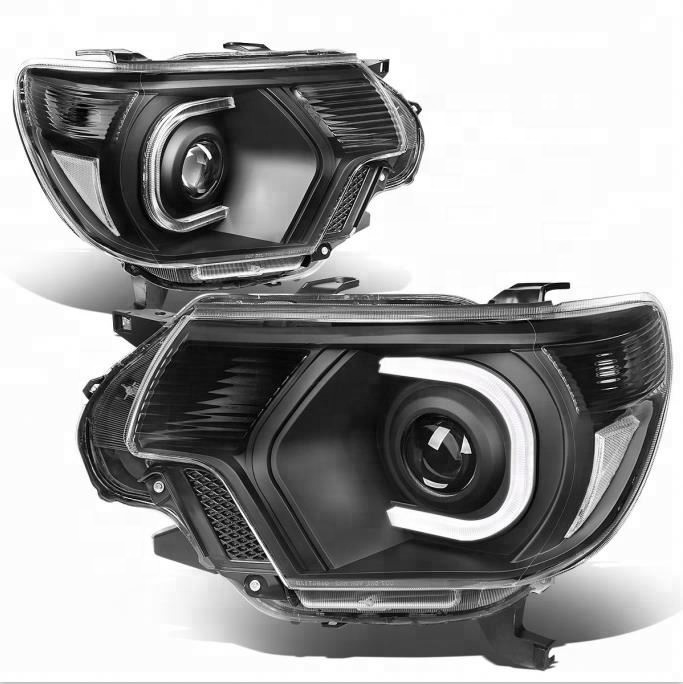 LE-STAR 4X4 пара черный корпус с прозрачным угловым 3D LED DRL проектор фары лампы для Tacoma