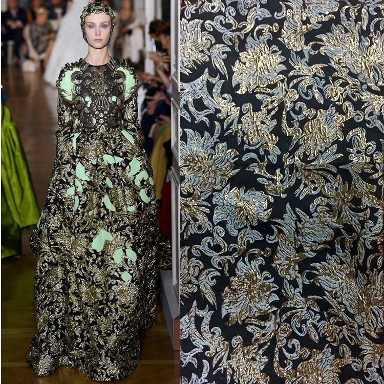 Customized color beautiful jacquard brocade metallic fabric