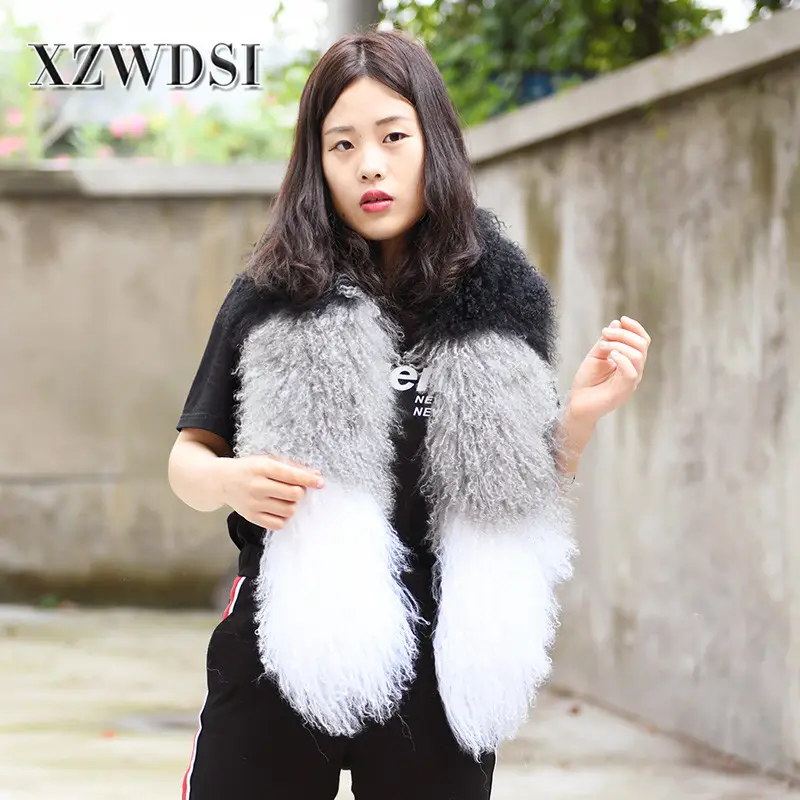 CX-S-134D 2023 Fashion Women Scarf Stitching Style Real Fur Scarf For Winter Warm