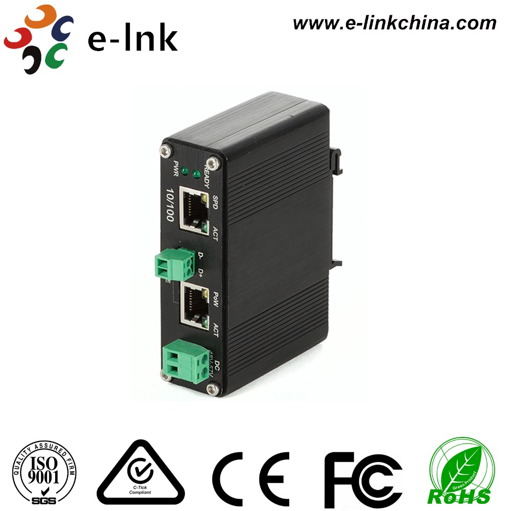 Закаленная 10/100 м Ethernet по UTP Extender с POE