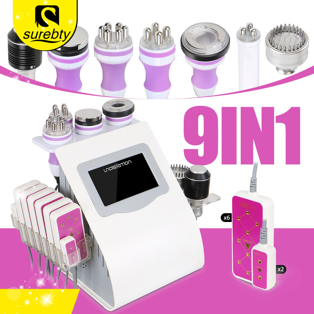 9 In1 Cavitation Vacuum Rf Radio Frequency Lipolaser Microcurrent Face Fat Removal Machine