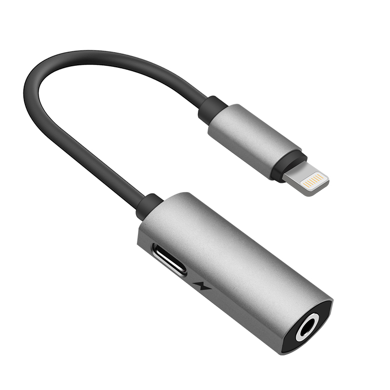 Адаптер 2 в 1 из алюминиевого сплава с lightning на 3,5 мм AUX для iPhone 7 8puls X XR MAX, двойной адаптер для прослушивания аудио