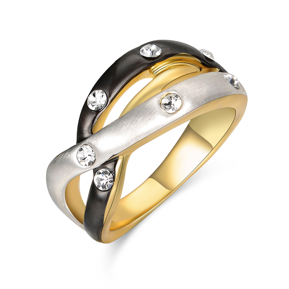 Wedding Bridal 3 Color Black Gold and Silver Irregular Multi-Layers Ring For Girls