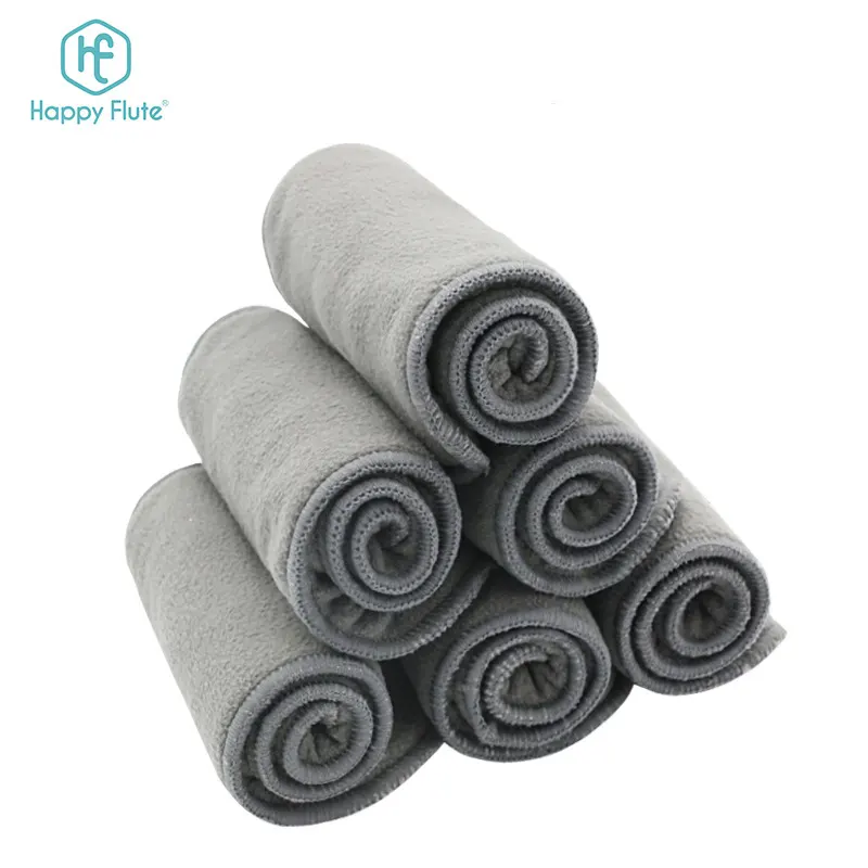 Happyflute reusable four layers bamboo charcoal diaper insert OEM bamboo diaper nappy insert
