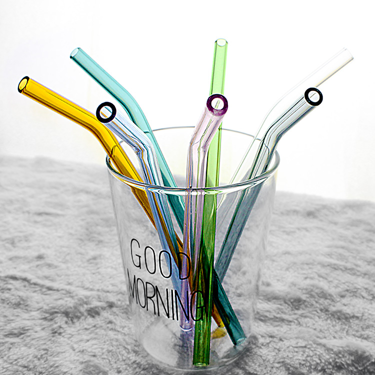 100% food grade colorful borosilicate bending glass straw