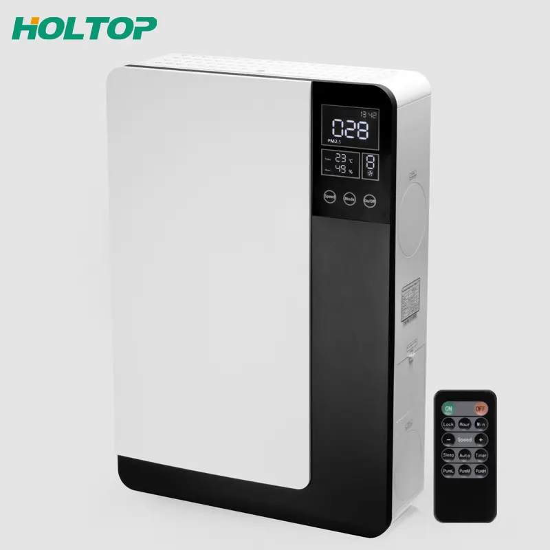 Home use wall-mounted mechanical forced heat recovery ventilation system with remote control