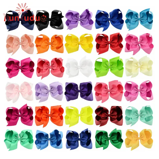 Popular in Europe and the United States 6 inches solid color 30 color Alice bow hairpin
