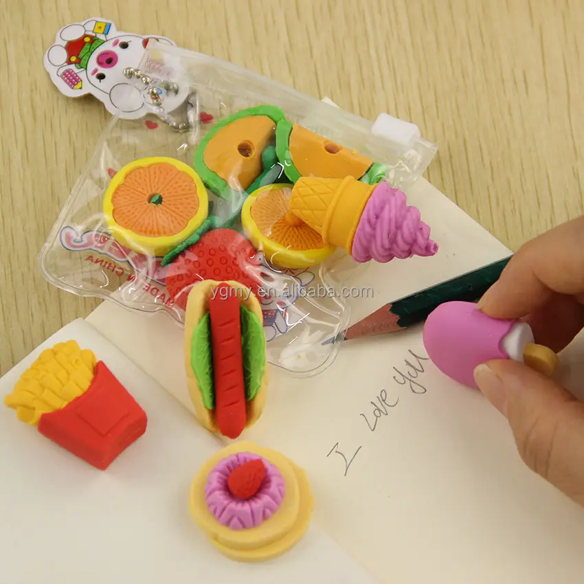 Cute Fruit Cuisine Shape Rubber Eraser Student Learning Stationery for Child Creative Gift