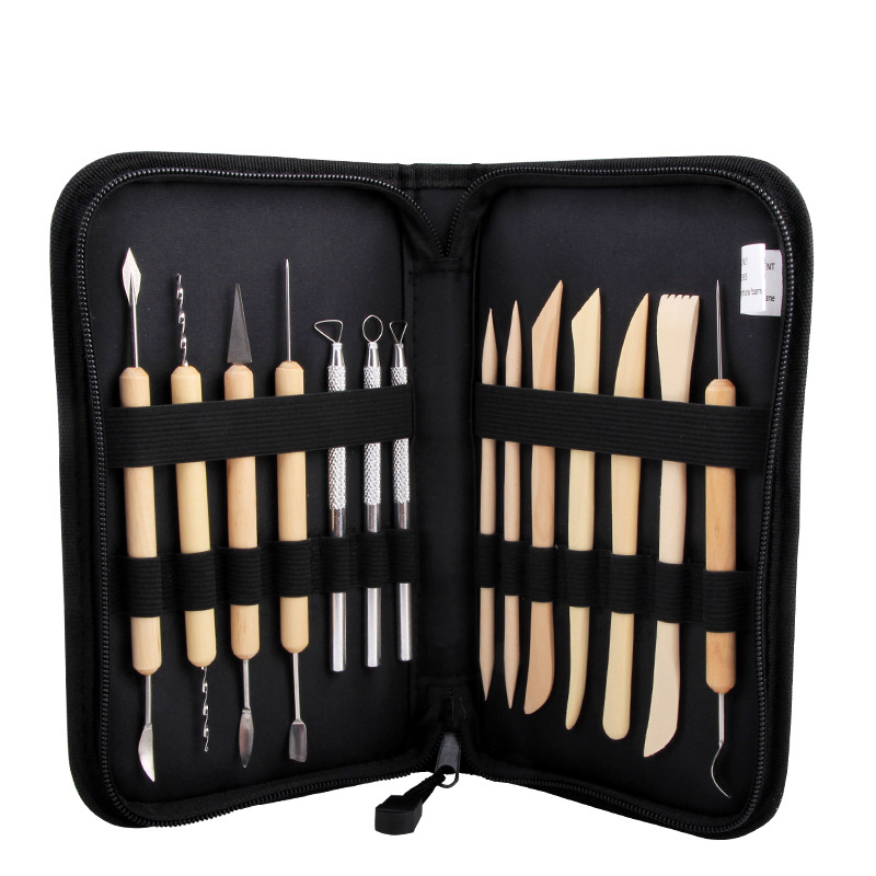 US Art Supply 14-Piece гончарная и глиняная скульптурная Посуда Наборы инструментов с холщовыми чехлами бесплатный образец