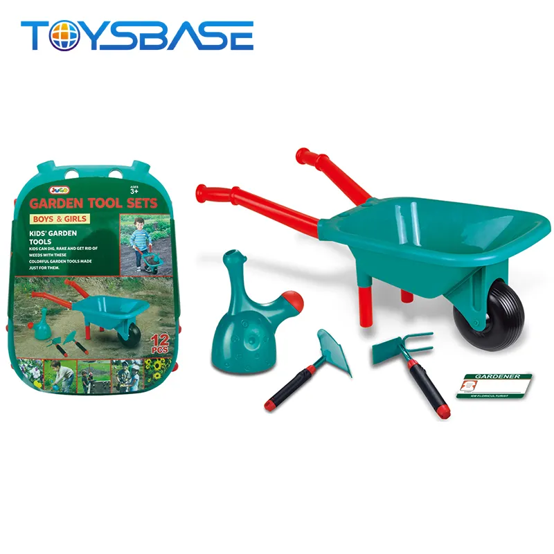 Hot Sell Outdoor Plastic Tool Cart Set Kids Garden Toys