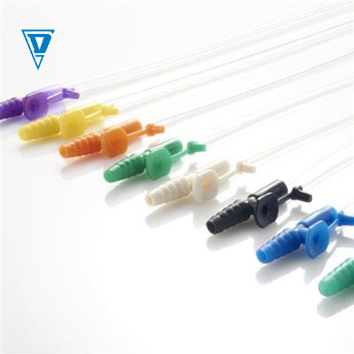 disposable medical grade finger sterile PVC closed suction catheter with control valve