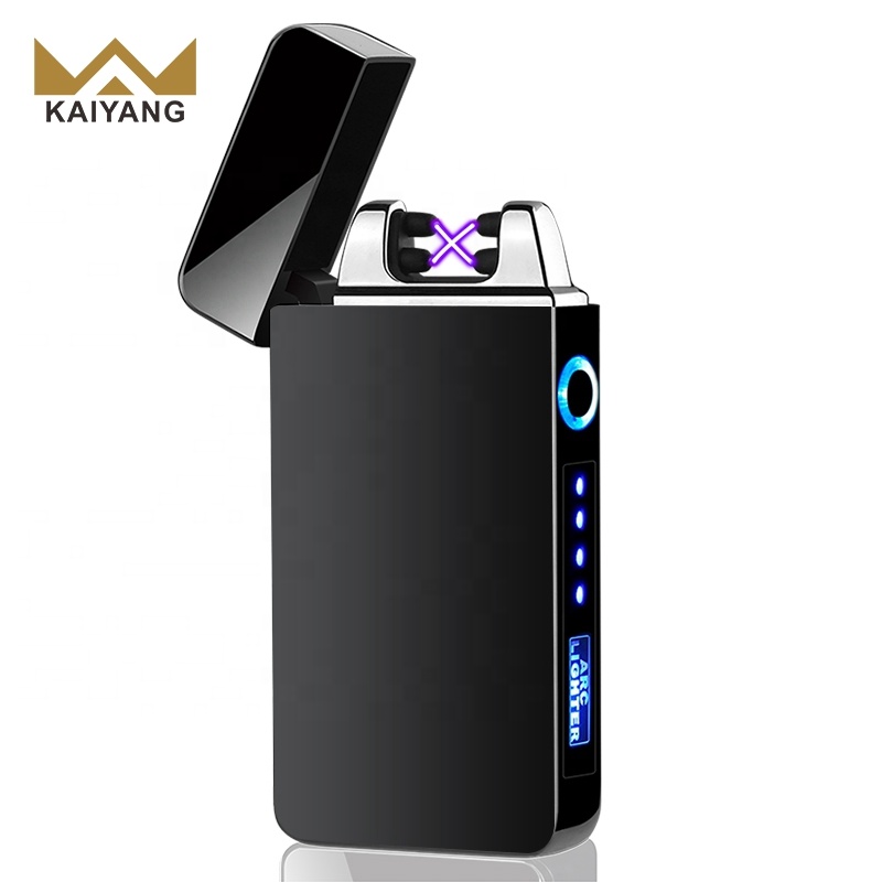 Ветрозащитная двухдуговая USB Зажигалка LED дисплей питания плазменная X Зажигалка Tesla перезаряжаемая электрическая зажигалка