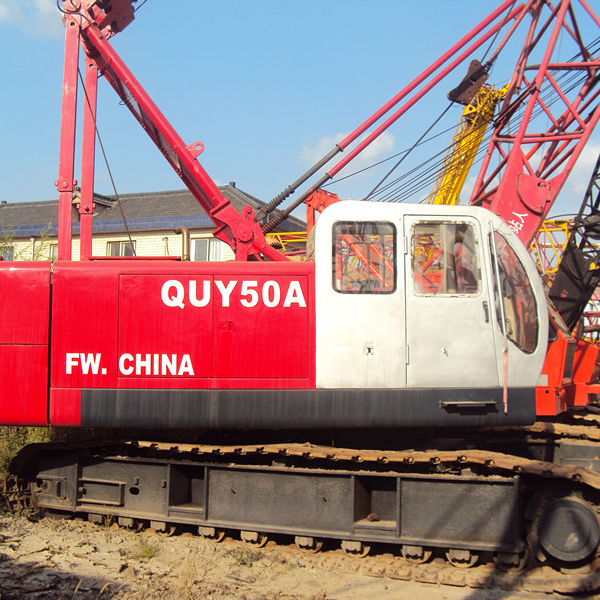 Подержанный/бывший в употреблении 50 тонн FUSHUN гусеничный кран QUY50A для продажи, гусеничный кран FUWA QUY50A, Китай, оригинальный Подержанный