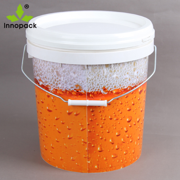 wholesale printing PP food grade plastic bucket 15L with handle and lid