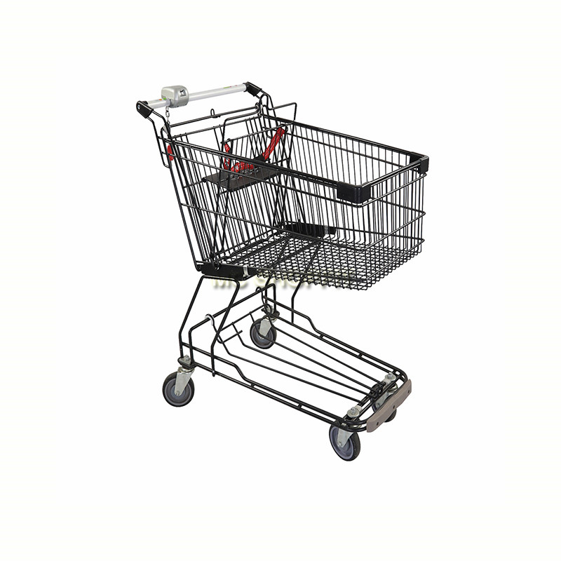 Supermarket Shopping Trolley with rubber bumper 4 wheels steel baby seat