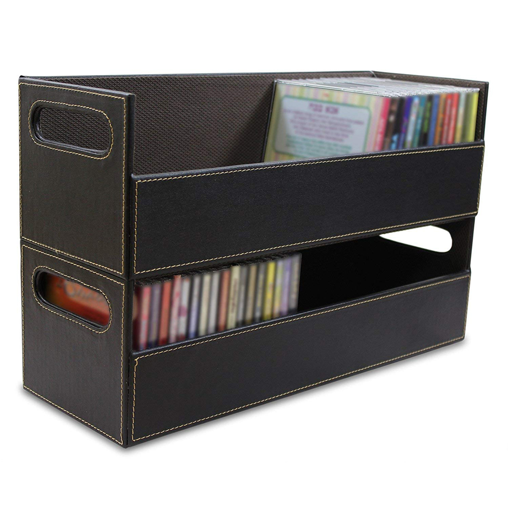 CD коробка для хранения с мощным магнитным открытым, искусственная кожа CD лоток держатель