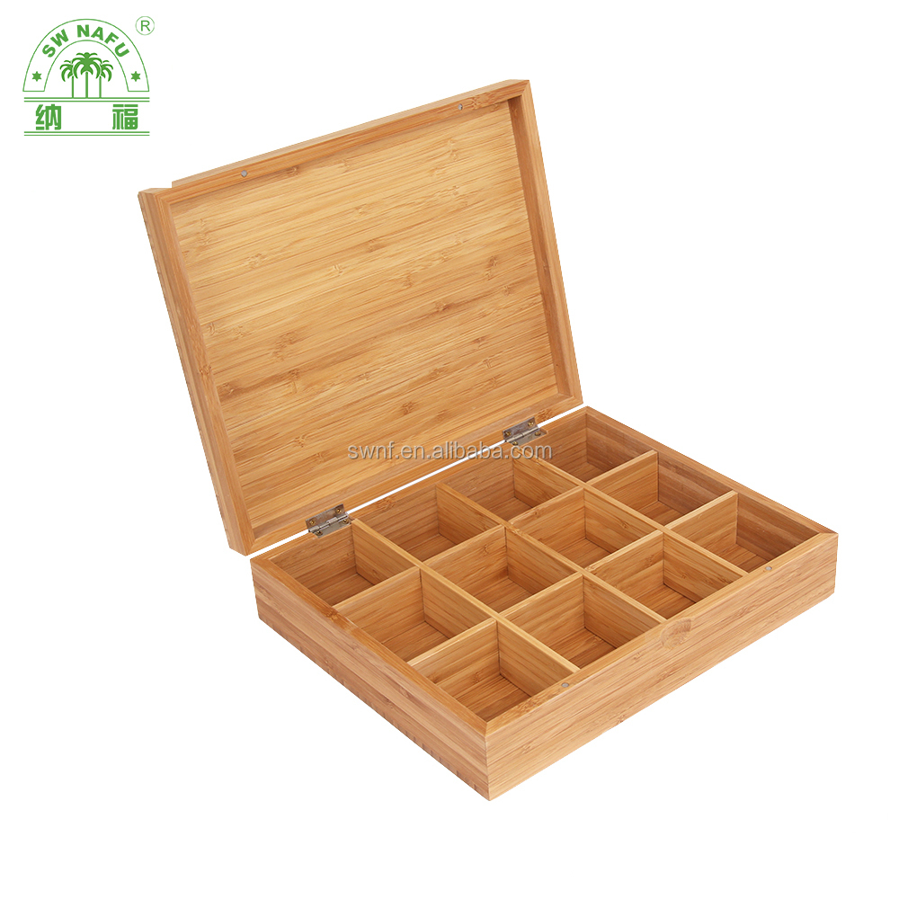 Custom handmade high quality bamboo tea bag box with lid