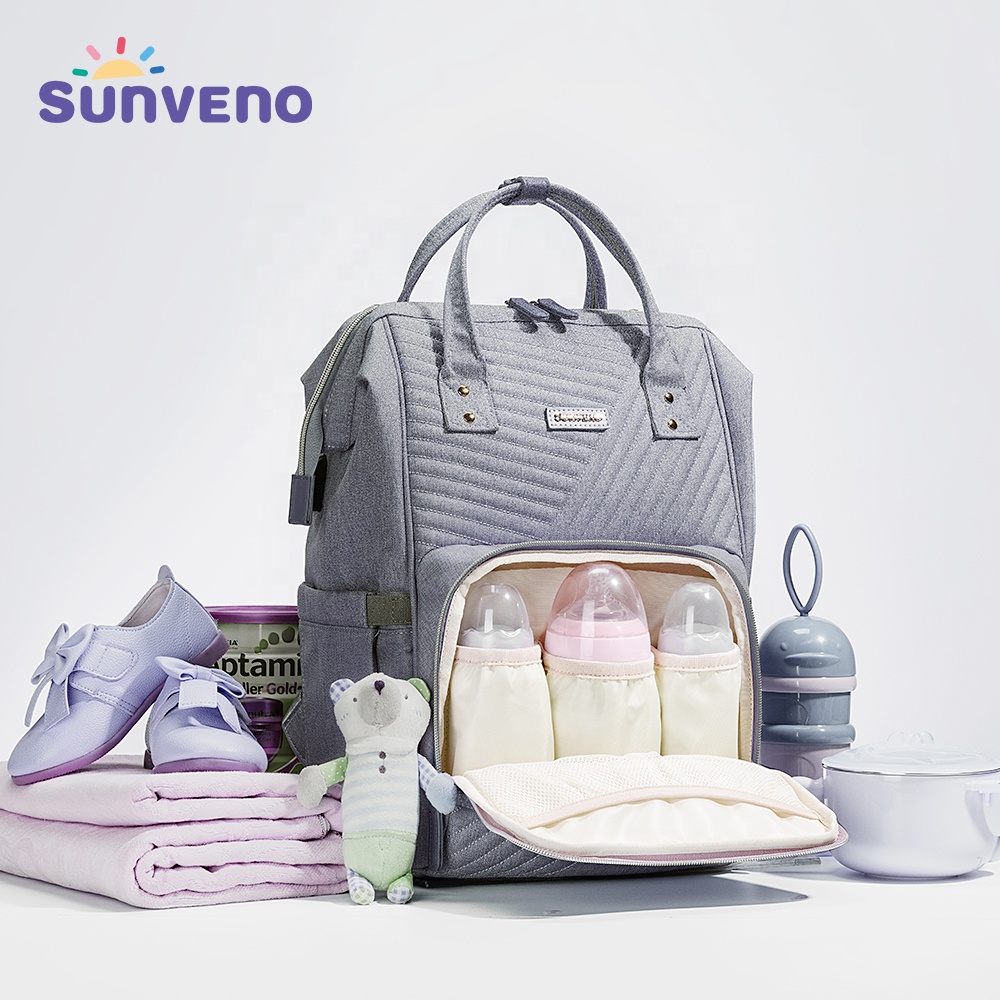 Sunveno новая стеганая сумка для подгузников, большая сумка для мам и кормящих мам, дорожный рюкзак, коляска, Детская сумка, рюкзак для подгузников, забота о ребенке