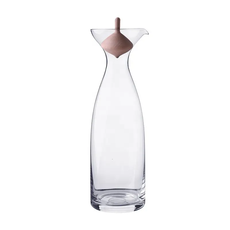 Borosilicate Glass Water Pitcher With Wooden Lid Clear Glass Water Pitcher Without Handle For Cold Beverage