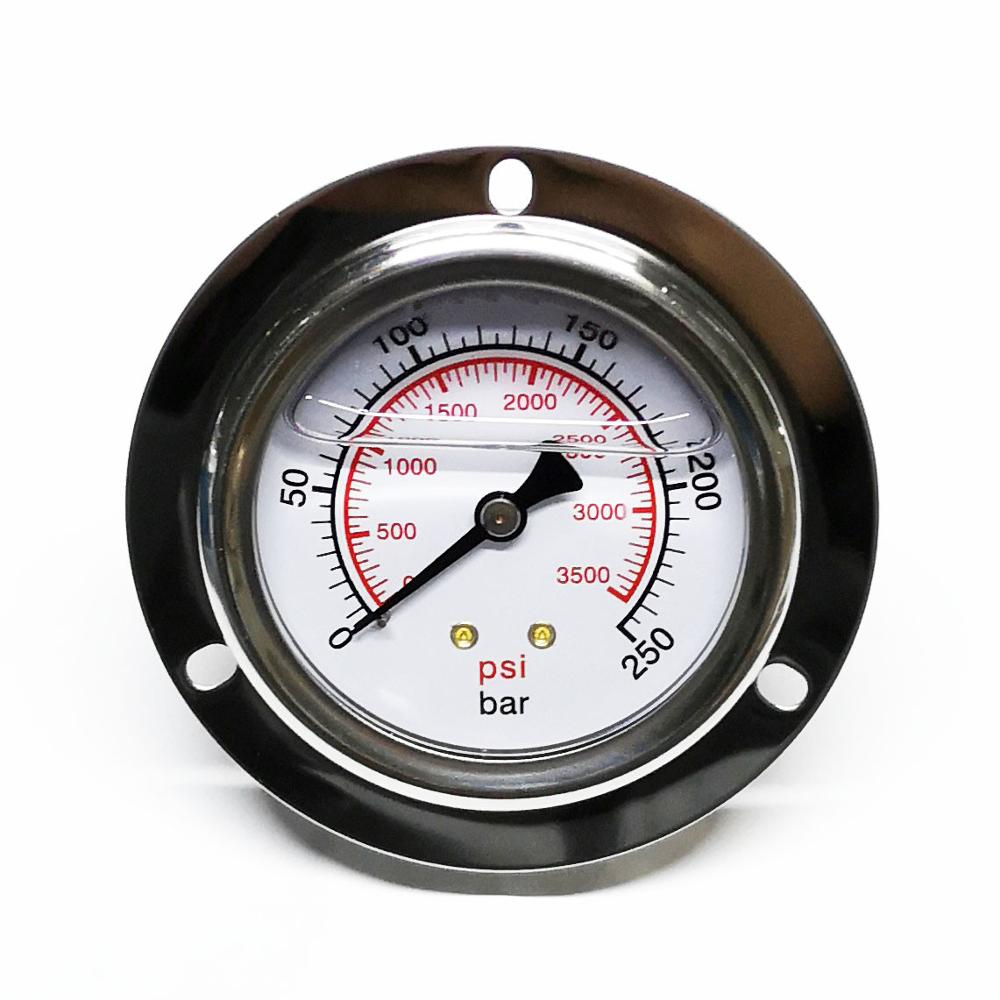 2.5" Y63 250bar/3500psi 1/4NPT 316/304l SS Oil High Pressure Gauge Front Flange Back Mount Stainless Steel Shell Manometers