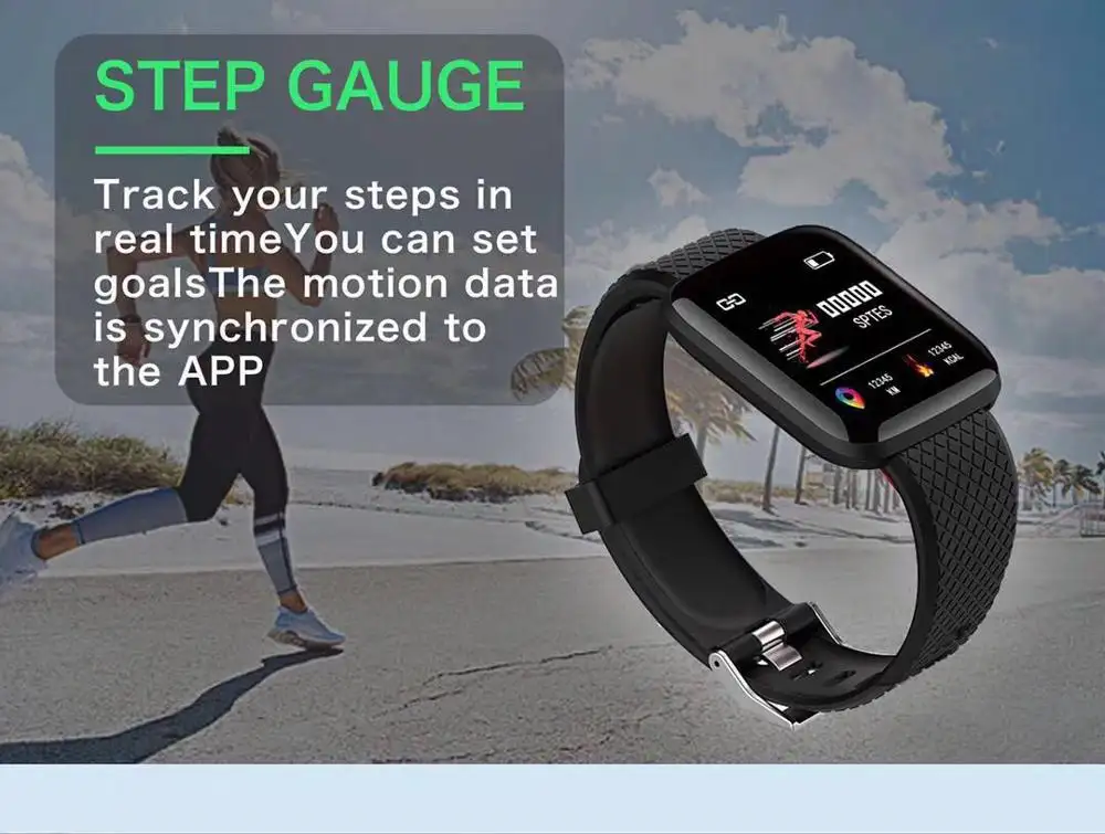 ID116 Plus Smart Bracelet IP67 Fitness Tracker Color Screen Smart Watch Heart Rate Blood Pressure Pedometer Sleep Monitor
