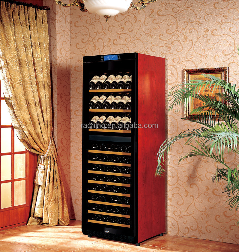 Factory direct sale wine cooler Dual-Zone wooden display wine cabinet with temperature control