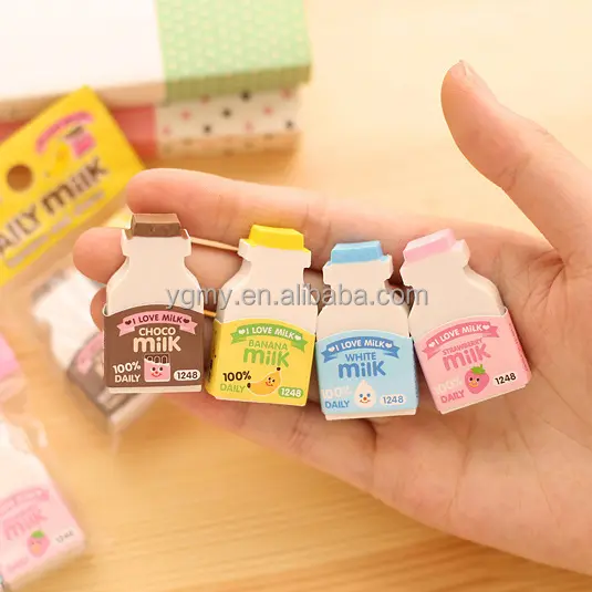 kawaii fruit milky mini rubber eraser creative stationery school supplies gift for kids