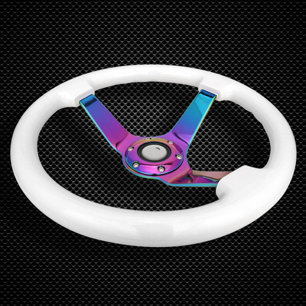 Auto Parts Car, Neo Chrome Spoke 350mm Wood Steering Wheel